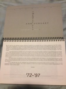 Best of genesis 25 year retrospective. Printed sidewise with a comb binding because Liberal Arts College Students.